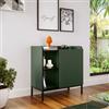DEGHI Madia 80x85h cm verde con 1 anta e 2 vani a giorno e gambe in metallo nero - Jewel