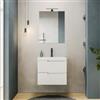 DEGHI Mobile bagno sospeso 60 cm bianco opaco cannettato con lavabo in resina - Konai plus
