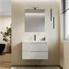 DEGHI Mobile bagno sospeso 80 cm bianco opaco cannettato con lavabo in resina - Konai plus