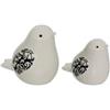 DEGHI Set 2 figure decorative a forma di uccellini in ceramica bianco