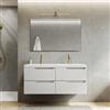DEGHI Mobile bagno sospeso 120 cm bianco opaco cannettato con lavabo doppia vasca in ceramica - Konai plus