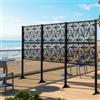 DEGHI Separé triplo da giardino 300x30x180h cm con disegno foglia di palma in acciaio nero - Callen