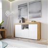DEGHI Madia 155x85h cm con 3 ante bianco lucido e rovere wotan - Kayros