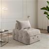 DEGHI Poltrona letto in tessuto a trama sottile beige con cuscino - Varor