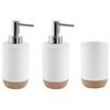 GEDY Set 3 accessori appoggio in ceramica bianco e sughero - Ilary di Gedy