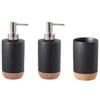 GEDY Set 3 accessori appoggio in ceramica nero e sughero - Ilary di Gedy