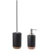 GEDY Set 2 accessori da appoggio in ceramica nero e sughero - Ilary di Gedy