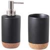 GEDY Set 2 accessori d'appoggio in ceramica nero e sughero - Ilary di Gedy