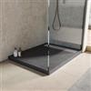 DEGHI Piatto doccia 100x70 cm in acrilico effetto pietra antracite con canalina in acciaio - Denb
