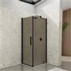 DEGHI Box doccia 75X85 cm battente con vetro temperato bronzato e profilo nero opaco 195h - Nilo