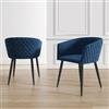 DEGHI Set 2 poltrone in velluto blu notte struttura in metallo nero - Jannet