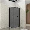 DEGHI Box doccia 80X75 cm battente con vetro temperato fumé e profilo nero opaco 195h - Nilo
