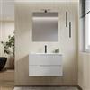 DEGHI Mobile bagno sospeso 80 cm bianco opaco cannettato con lavabo - Konai plus