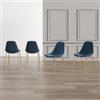 DEGHI Set 4 sedie in velluto trapuntato blu con gambe in metallo oro - Lord