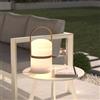 DEGHI Lampada LED da tavolo luce calda 36h cm in polipropilene bianco con maniglia effetto legno - Kinesy