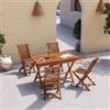 DEGHI Set pranzo tavolo 120x70 cm e 4 sedie in legno teak - Louis