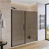 DEGHI Box doccia nicchia 180 cm battente 80 cm e lato fisso con vetro temperato bronzato e profilo nero opaco 195h - Nilo