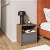 DEGHI Comodino 45x49h cm legno antracite e rovere con 1 cassetto - Aubin