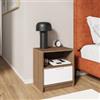 DEGHI Comodino 45x49h cm legno bianco e rovere con 1 cassetto - Aubin