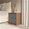 DEGHI Comodino 45x49h cm legno antracite e rovere con 2 cassetti - Aubin