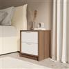 DEGHI Comodino 45x49h cm legno bianco e rovere con 2 cassetti - Aubin
