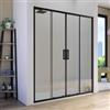 DEGHI Box doccia nero 160 cm nicchia 4 ante scorrevole anticalcare trasparente - Naomi