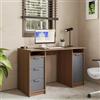 DEGHI Scrivania 120x50 cm legno antracite e rovere con 1 anta e 3 cassetti - Aubin