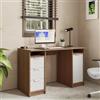 DEGHI Scrivania 120x50 cm legno bianco e rovere con 1 anta e 3 cassetti - Aubin