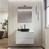 DEGHI Mobile bagno sospeso 80 cm bianco opaco cannettato con top - Konai plus