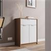 DEGHI Madia 71x88h cm in legno bianco e rovere con 2 ante e 1 cassetto - Aubin