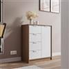 DEGHI Madia 79x88h cm in legno bianco e rovere con 1 anta e 4 cassetti - Aubin
