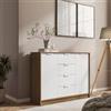 DEGHI Madia 115x88h cm in legno bianco e rovere con 4 cassetti - Aubin
