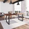 DEGHI Tavolo 200x100 cm piano in legno di acacia 25 mm e gambe a U 5x5 in metallo nero - Freia Wood