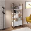 DEGHI Libreria 80x180h cm in metallo oro con 2 ante e ripiani bianchi - Multipla