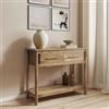 DEGHI Consolle 100x80h cm legno di mango naturale con 2 cassetti e ripiano - Eclisse
