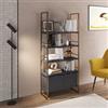 DEGHI Libreria 80x180h cm in metallo oro con 2 ante e ripiani antracite - Multipla
