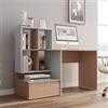 DEGHI Scrivania 145x52 cm legno bianco e rovere con libreria e cassettone - Pretty