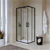 DEGHI Box doccia anticalcare nero opaco 70x90 cm ad angolo scorrevole trasparente 200h - Naomi