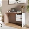 DEGHI Scrivania 120x52 cm legno effetto rovere e bianco con 2 cassetti - Pretty