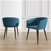DEGHI Set 2 poltrone in velluto blu petrolio struttura in metallo nero - Jannet