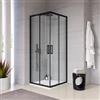 DEGHI Box doccia 80x80 cm angolare scorrevole nero anticalcare trasparente 200h - Naomi
