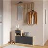 DEGHI Mobile ingresso 100x25 cm rovere e antracite con scarpiera e specchio - Edison