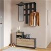 DEGHI Mobile ingresso 100x25 cm antracite e rovere con scarpiera e specchio - Edison