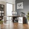 DEGHI Scrivania angolare 170x140 cm reversibile top rovere tartufo da 30 mm e cassettiera bianco lucido - Homely office