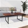 DEGHI Tavolino 120x70 cm in legno di acacia con gambe a U 3x3 cm nere - Freia Bosco