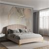 DEGHI Letto matrimoniale 160x190 cm in velluto beige con piedi in metallo oro - Wisdom