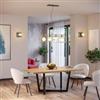 DEGHI Set lampadario a sospensione da 4 lampade e 2 plafoniere in metallo nero e oro