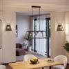 DEGHI Set lampadario a sospensione da 4 lampadine e 2 applique in metallo nero con vetro