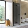 DEGHI Box doccia nicchia 85 cm soffietto con vetro anticalcare fumè e profilo nero opaco 195h - Flexy