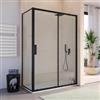DEGHI Box doccia angolare 70x130 cm porta scorrevole anticalcare profilo nero - Naomi